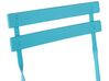 Salon de jardin bistrot table et 2 chaises en acier bleu FIORI_364174