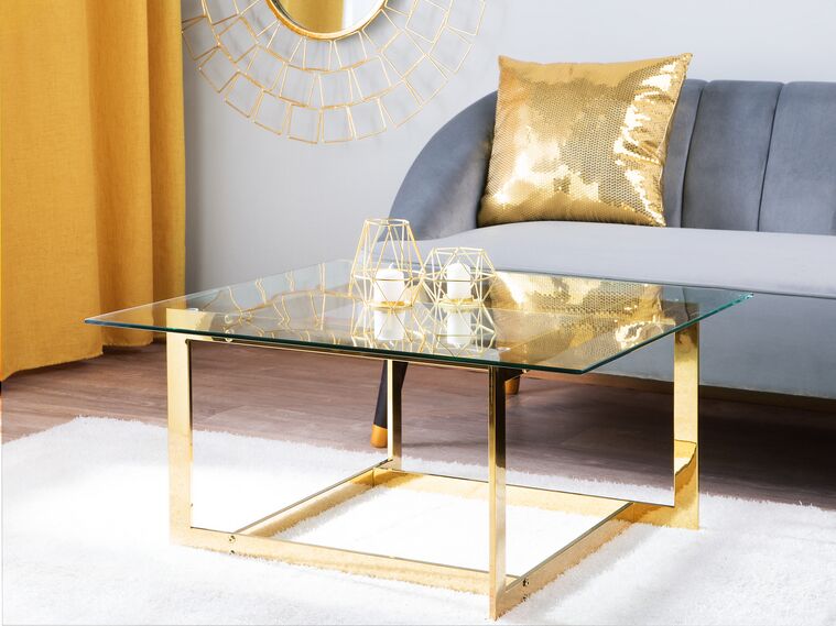 Het kantoor Kwalificatie Oppervlakkig Salontafel glas/goud CRYSTAL | ✓ Gratis Levering