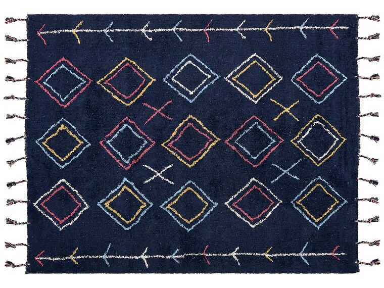 Teppich Baumwolle schwarz 160 x 230 cm geometrisches Muster CORUM_839489