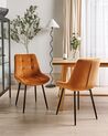 Set of 2 Velvet Dining Chairs Orange MELROSE_901925