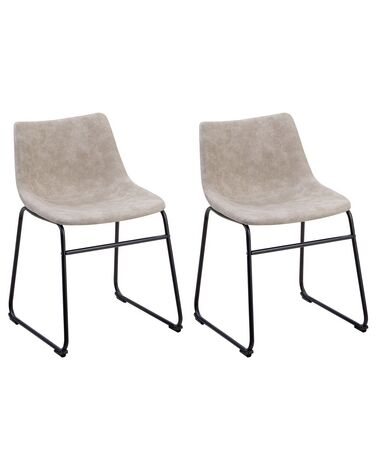 Set of 2 Fabric Dining Chairs Beige BATAVIA