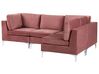 Left Hand 4 Seater Modular Velvet Corner Sofa Pink EVJA_859114