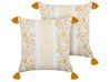 Set of 2 Cotton Cushions Flower Pattern 45x45 cm Yellow and White BILOBA_838602