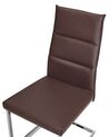 Conjunto de 2 sillas de comedor de piel sintética marrón oscuro/plateado ROCKFORD_787601