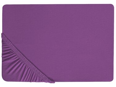 Cotton Fitted Sheet 160 x 200 cm Purple JANBU