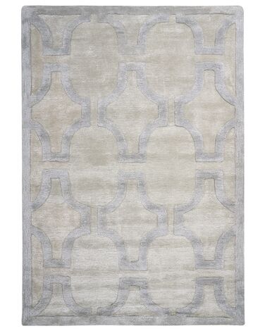 Teppich Viskose beige / grau 160 x 230 cm geometrisches Muster Kurzflor GWANI