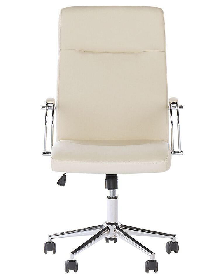 Faux Leather Office Chair Beige OSCAR Beliani.co.uk