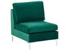 Right Hand 6 Seater Modular Velvet Corner Sofa with Ottoman Green EVJA_789878