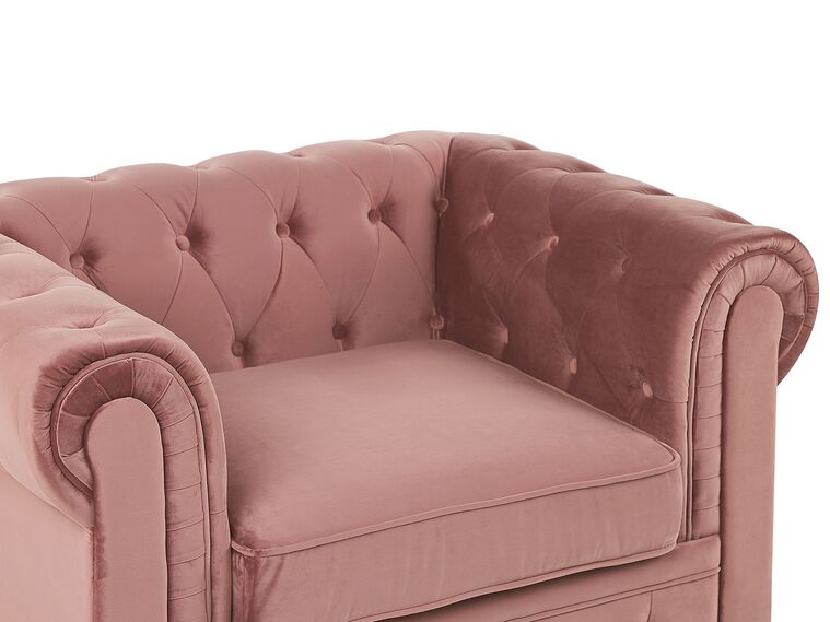 Velvet Living Room Set Pink CHESTERFIELD Beliani.co.uk