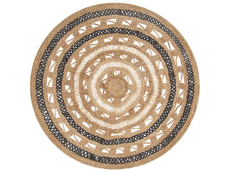 Okrúhly jutový koberec ⌀ 140 cm béžová/čierna GOYNE_757772