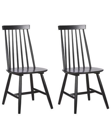 Conjunto de 2 sillas de comedor de madera de caucho negro BURBANK