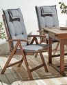 Zestaw 2 krzeseł ogrodowych drewno akacjowe z poduszkami szarymi AMANTEA_879721
