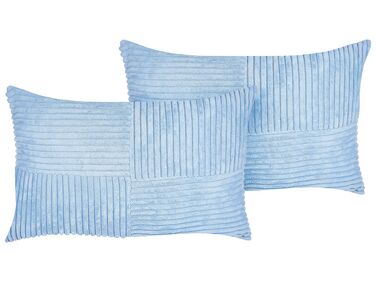 Set of 2 Corduroy Cushions 47 x 27 cm Blue MILLET