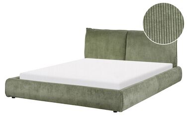 Bed corduroy groen 160 x 200 cm VINAY