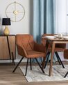 Set of 2 Fabric Dining Chairs Brown MONEE_839650