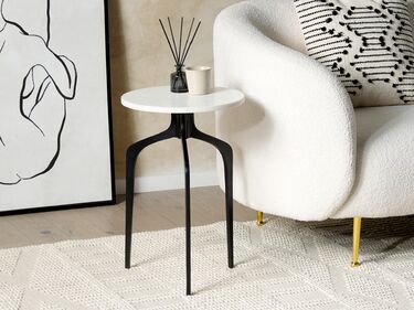 Side Table White Marble with Black TIHOI