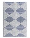 Teppich Wolle beige / blau 140 x 200 cm geometrisches Muster Kurzflor DATCA_848516