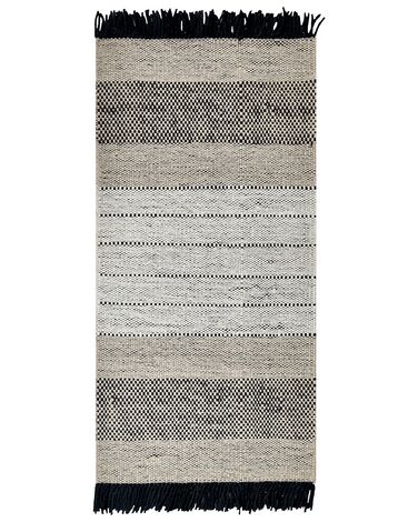 Teppich Wolle beige / schwarz 80 x 150 cm Kurzflor YAZLIK
