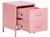 2 Drawer Steel Bedside Table Pink MALAVI_782703