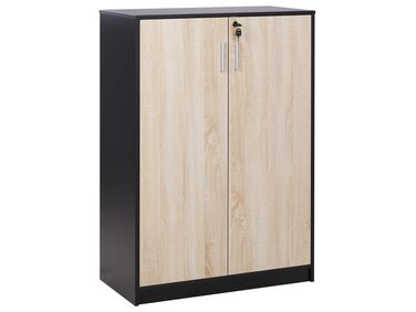 2 Door Storage Cabinet 117 cm Light Wood and Black ZEHNA