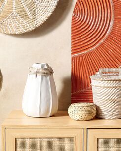 Koristemaljakko terrakotta valkoinen 30 cm KAMPAR