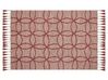 Teppich Baumwolle rot 140 x 200 cm geometrisches Muster Kurzflor KIRSEHIR_848797