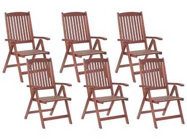 Lot de 6 chaises de jardin bois foncé TOSCANA