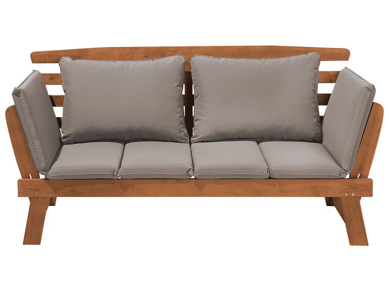 Eucalyptus Wood Garden Bench 210 cm with Grey Cushions PORTICI_735672