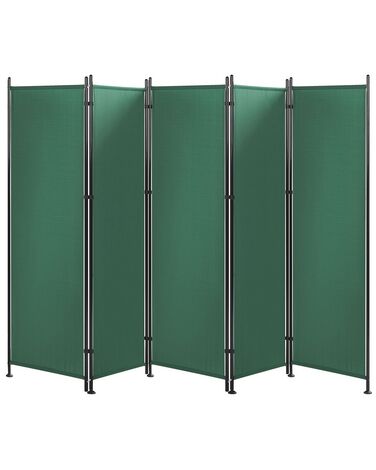 	Biombo 5 paneles de poliéster verde 170 x 270 cm NARNI