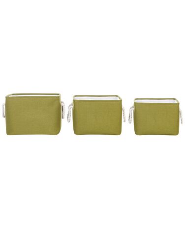 Conjunto de 3 cestos em tecido de poliéster verde azeitona DARQAB