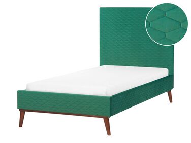 Łóżko welurowe 90 x 200 cm zielone BAYONNE