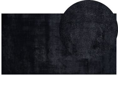 Fekete műnyúlszőrme szőnyeg 80 x 150 cm MIRPUR
