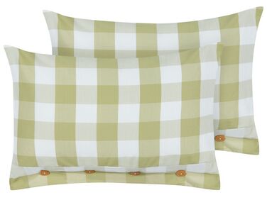 Set of 2 Cushions Checked 40 x 60 cm Green TAMNINE