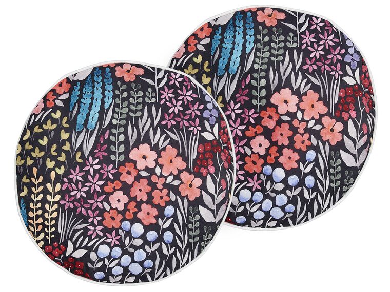 Set of 2 Outdoor Cushions Floral Motif ⌀ 40 cm Multicolour CASTELARO_881188