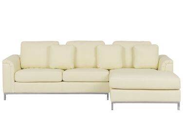 Canapé angle à gauche 4 places en cuir beige OSLO