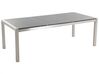 Table de jardin plateau granit gris poli 220 cm 8 chaises grises GROSSETO_378070