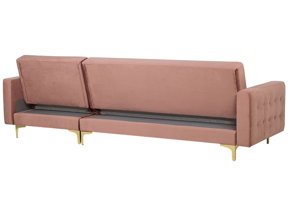 Left Hand Velvet Corner Sofa Pink ABERDEEN Beliani.co.uk