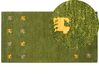 Gabbeh Teppich Wolle grün 80 x 150 cm Tiermuster Hochflor YULAFI _855741