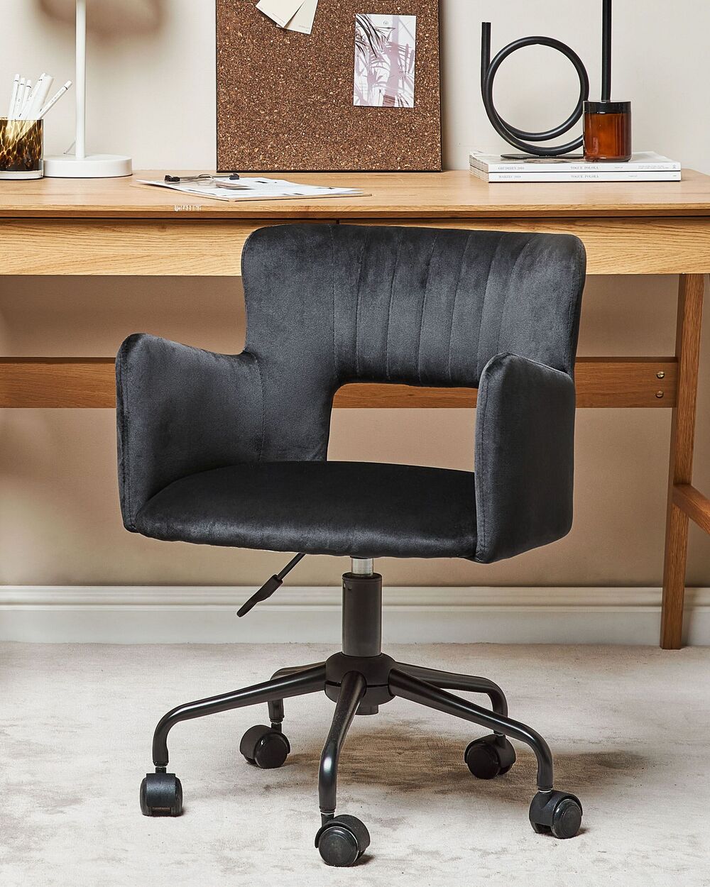 Velvet Desk Chair Black SANILAC Beliani
