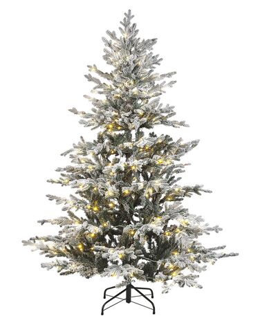 Zasnežený vianočný stromček so svetielkami 180 cm biely BRISCO