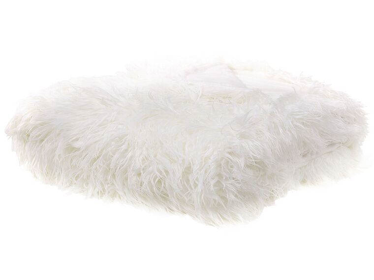 Faux Fur Bedspread 200 x 220 cm White DELICE_770450