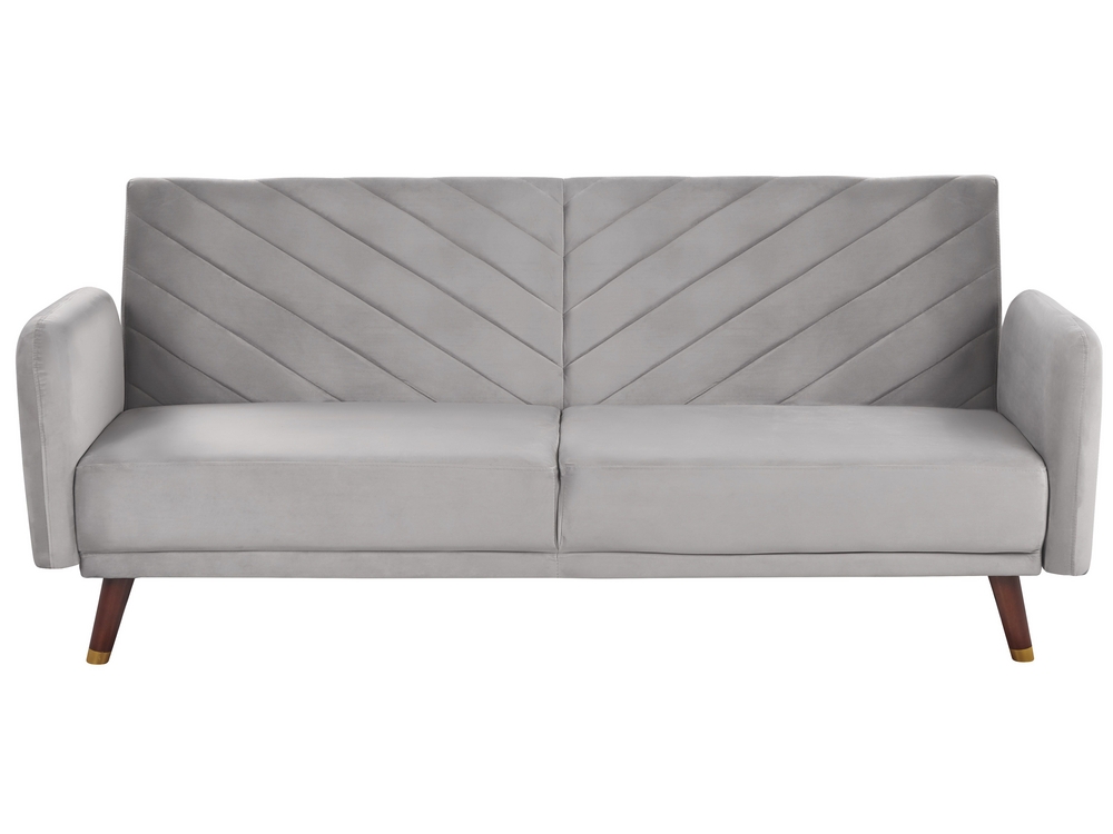 Velvet Fabric Sofa Bed Light Grey Senja
