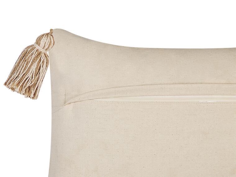 Set of 2 Cotton Cushions Geometric Pattern 30 x 50 cm Beige INCANA Beliani.co.uk