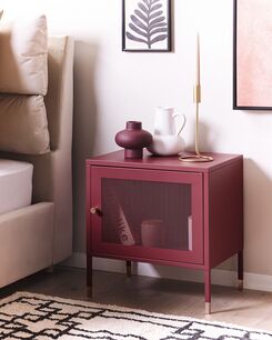 Yöpöytä metalli tummanpunainen 45 x 35 cm OSSETT Yöpöytä metalli tummanpunainen 45 x 35 cm OSSETT