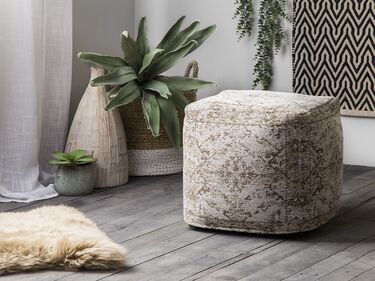 Cotton Pouffe Taupe MEERUT