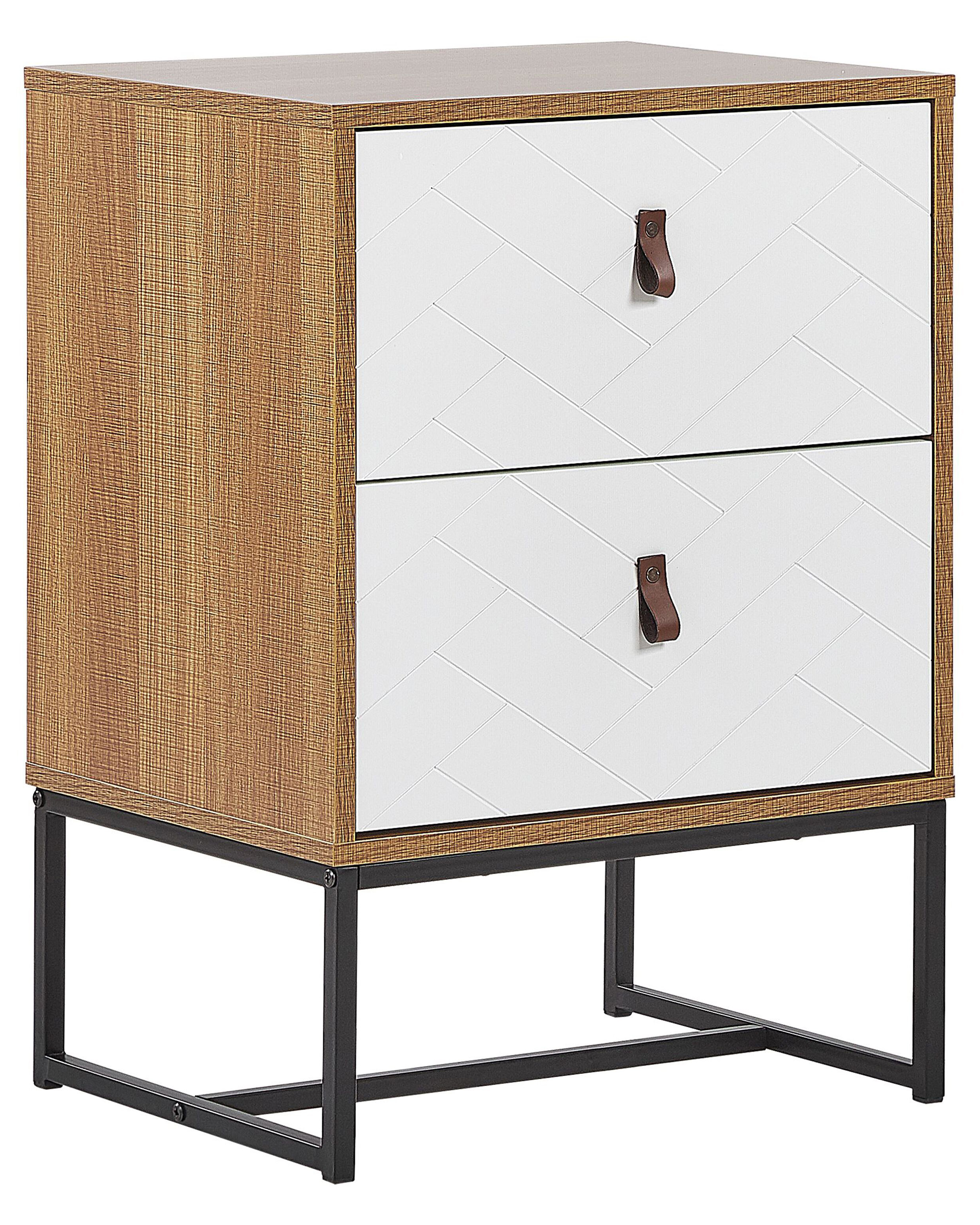 Yöpöytä 2 laatikolla vaalea puu/valkoinen NUEVA Yöpöytä 2 laatikolla vaalea puu/valkoinen NUEVA