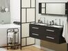 Badrumsmöbler väggskåp spegel och 2 tvättställ svart MALAGA_768788