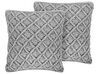 Set of 2 Cotton Macramé Cushions 45 x 40 cm Grey KIZKALESI_768996