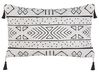 Dekokissen Samtstoff geometrisches Muster mit Fransen weiss / schwarz 30 x 50 cm 2er Set SCHEFFLERA_820626