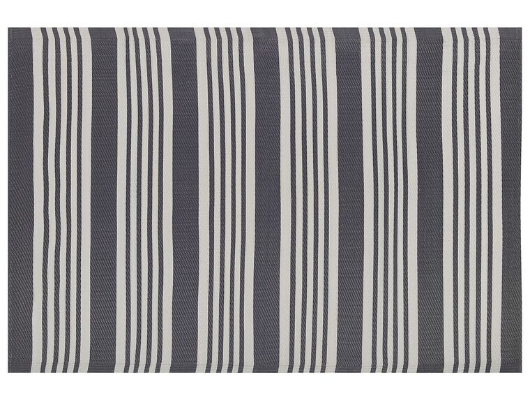 Tappeto da esterno nero e grigio chiaro motivo a strisce 120 x 180 cm DELHI_766383